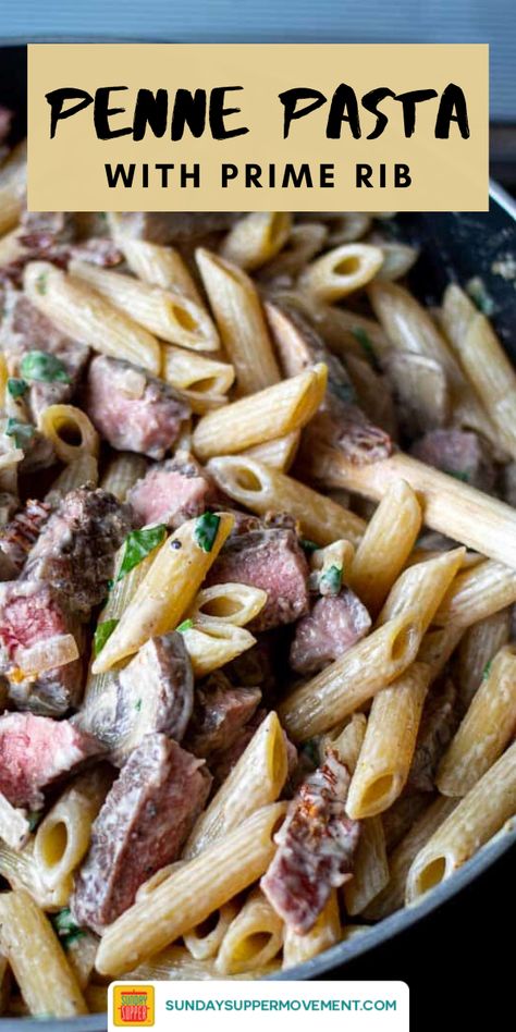 Pasta With Leftover Steak, Ribeye Steak Pasta Recipes, Ribeye Recipes Meals, Leftover Steak Pasta, Leftover Ribeye Roast Recipes, Prime Rib Leftover Recipes Ideas, Steak Leftovers Ideas Easy Dinners, What To Make With Leftover Prime Rib, Leftover Steak Pasta Recipes