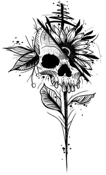 Sketches Halloween, Floral Skull Tattoos, Piercings Ideas, Skull Art Drawing, Dark Art Tattoo, Tattoo Style Drawings, Tattoo Design Book, Skull Tattoo Design, Badass Tattoos