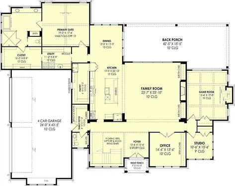 Transitional House Plan - 4 Bedrooms, 3 Bath, 5032 Sq Ft Plan 131-122 500 Sq Ft House, 1000 Sq Ft House, 2000 Sq Ft House, 1500 Sq Ft House, Transitional House Plans, 6 Bedroom House Plans, Southern Colonial, Mediterranean Luxury, 2 Bedroom House Plans