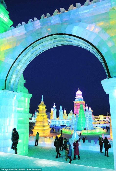 Harbin China, Ice Festival, Snow Festival, Ice Art, Snow Sculptures, Ice Sculpture, Snow Art, Festivals Around The World, Winter Festival