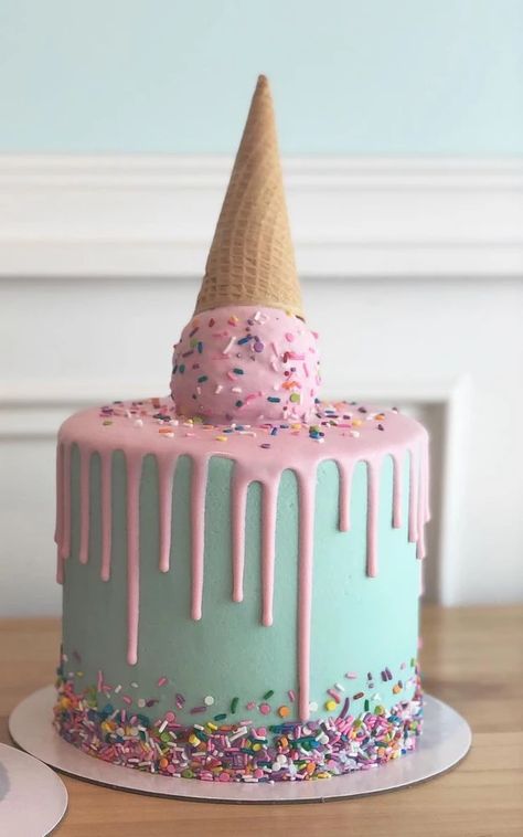 Two Sweet Smash Cake, I’ve Cream Themed Birthday Cake, Dessert Theme Cake, Birthday Cake With Ice Cream Cone On Top, Two Sweet Birthday Party Cake, Upside Down Ice Cream Cone Cake, Ice Cream Theme Sheet Cake, Birthday Cake Ice Cream Theme, Sweet One First Birthday Cake Smash