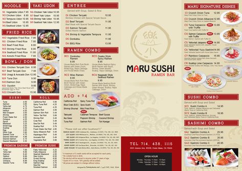 Togo Menu Maru Sushi Costa Mesa Tempura