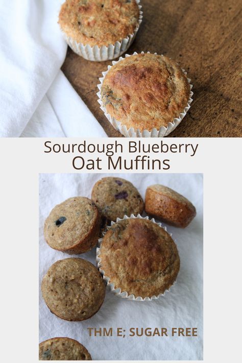 Sourdough Overnight, Thm Sourdough, Oat Muffins Healthy, Thm Bread, Sourdough Tips, Sourdough Blueberry, Sprouted Wheat Bread, Blueberry Oat Muffins, Thm E