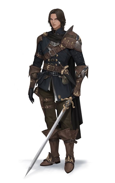 Geomancer Character, Medieval Character Design Male, Male Warrior Fantasy Art, Knight Character Art, Male Fantasy Clothing Design, Medieval Character Design, Knight Fantasy, Fantasy Knight, Medieval Character