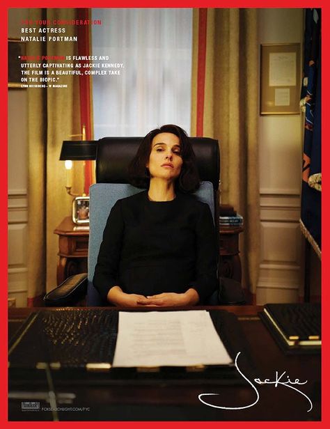 Jackie, starring Natalie Portman - For Your Consideration Jackie Film, Jackie 2016, Jacqueline Bouvier, Black Person, Movies 2017, Natalie Portman, Film Posters, Best Actress, Motion Picture