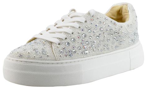 PRICES MAY VARY. Manmade upper materials with rhinestones Lace-up closure Textile lining Rubber sole 1.5 inch platform Put a little sparkle in your step with the SIDNY all-over rhinestone platform sneakers. These sparkly sneakers can be paired with your best dress or favorite jean, offering a combination of glamour and comfort in style. The SIDNY is available in a variety of captivating colors and prints to make any look a little more luxurious! Shoes Taylor Swift, Sneakers For Wedding, Sparkly Sneakers, Bling Sneakers, Us Fashion, Best Dress, Rhinestone Shoes, Taylor Swift Concert, Kids Luggage