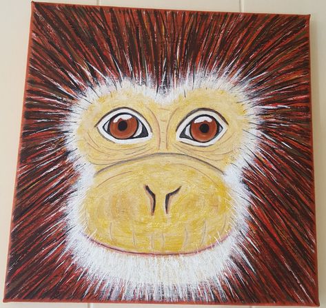 Monkey Painting Acrylic Easy, Monkey Painting Easy, Monkey Painting, Lovely Paintings, Monkey Face, Simple Crafts, Cute Paintings, Monkeys Funny, Black Tree