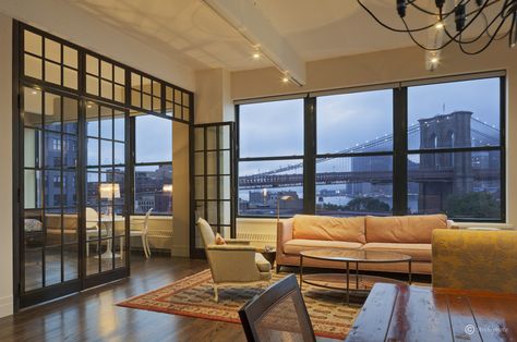 dumbo apartment with dcap Dumbo Apartment, Condo View, New Yorker Loft, Brooklyn Loft, Dumbo Brooklyn, Dream Living, Dream Apartment, Nyc Apartment, Brooklyn New York