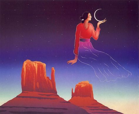 Daughter of the Moon R. C. GORMAN Rc Gorman, Daughter Of The Moon, Navajo Art, Native American Artwork, Southwestern Art, Native American Artists, Southwest Art, American Indian Art, Goddess Art