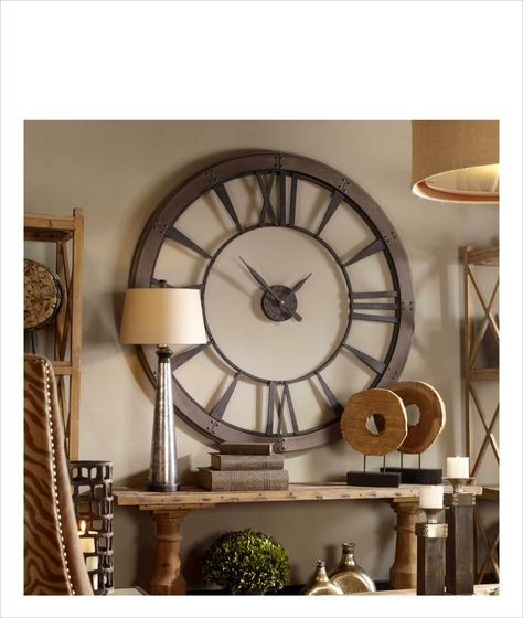 UTTERMOST 06084 Ronan Large Clock Large Metal Wall Clock, Oversized Clocks, Big Wall Clocks, Big Clock, Rustic Wall Clock, Office Clock, Oversized Wall Clock, Foyer Decorating, Large Wall Clock