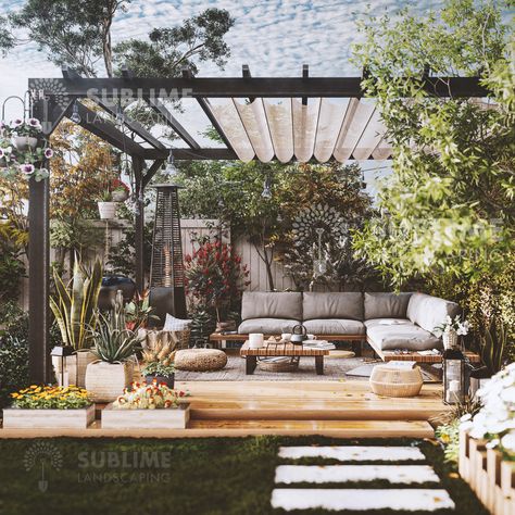 Seating on Behance Lounge Area Garden, Outdoor Sheltered Seating Area, Elevated Outdoor Sitting Area, Pergola Furniture Ideas Seating Areas, Outdoor Seating Area Covered, Side Patio Ideas Small Covered, Pergola Seating, Pergola Seating Ideas, Garden Lounge Area