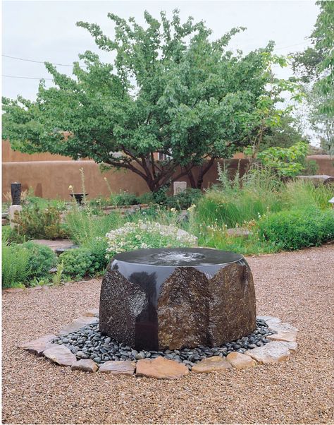 Our Maru fountain is hand-carved from a single monolithic boulder with rough hewn edges that emphasize the natural character of the stone. #stoneforest #stone #garden #landscaping #landscapedesign #interiordesign #landscaping Contemporary Outdoor Fountains, Landscape Water Features, Boulder Fountain, Traditional Fountain, Stone Water Features, Modern Garden Landscaping, Stone Forest, Outdoor Gardens Landscaping, Landscaping With Boulders