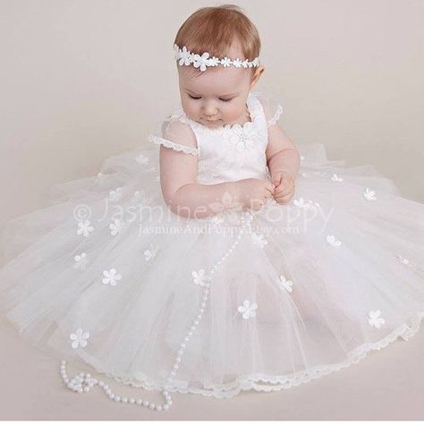 Flower girl dress baptism dress christening dress baby | Etsy Dress For Toddler Girl, Baby Christening Dress, Baby Christening Gowns, Tulle Tutu Dress, Toddler Girl Clothes, Girl 1st Birthday, Baptism Gown