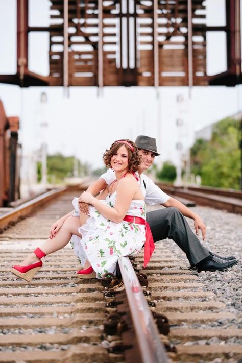 Hair and Makeup by, Ali  Engagement photoshoot Railway Track Photoshoot, Couple Railway Shoot, Couple Train Track Pictures, Railway Tracks Photography Poses Couple, Train Track Poses, Md Poses, Anniversary Photography Poses, Railroad Photoshoot, Train Photoshoot