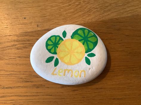 Lime Stone, Rock Painting, Painted Rocks, Coasters, Lemon, Paint, Stone, Electronic Products