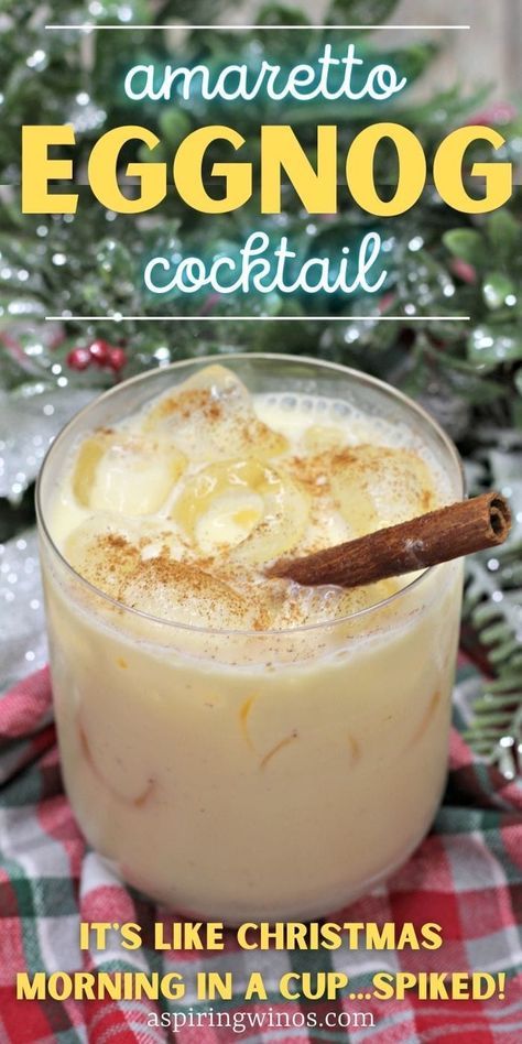 Amaretto Eggnog, Eggnog Cocktail Recipe, Pumpkin Spice Cocktail, Eggnog Cocktail, Eggnog Drinks, Spiced Eggnog, Seasonal Cocktails, Christmas Drinks Recipes, Christmas Meals