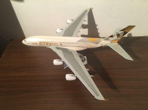 Middle east airline company Etihad airline company Etihad Airlines Airbus A380 model aeroplane,Plastic fixed gears 1,200 scale,Reg no A6-APA,Plane measurements nose to tail 35cm,Width wing tip to wing tip 40.5cm,New livery. Etihad Airlines, Middle East Airlines, Model Aeroplane, Phone Lock Screen Wallpaper, Commercial Plane, Airline Company, Phone Lock, Airbus A380, Fixed Gear