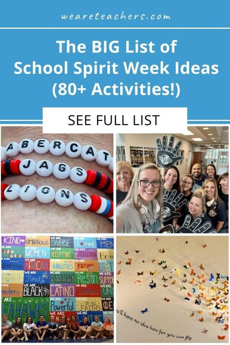 Middle School Student Council Activities, Alphabet Day Spirit Week, Middle School Spirit Week Ideas, Unity Day Ideas School, School Competition Ideas, Spirt Days Ideas, Spirit Week Ideas For Workplace, School Wide Activities, School Spirit Week Ideas