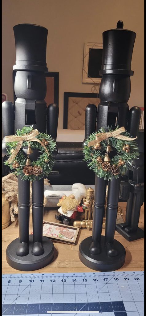 Glamour Christmas Decor, Black Nutcracker Christmas Decor, Black And White Nutcracker, Black And Brown Christmas Decor, Black Nutcracker Christmas, Walmart Nutcracker, Farm Christmas Decor, Modern Nutcracker, Black Nutcracker