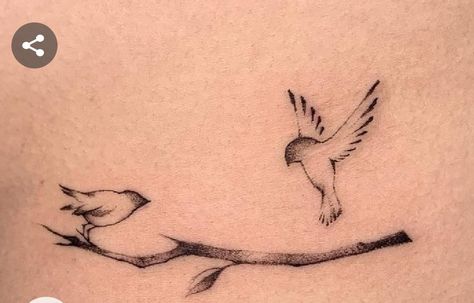 Sparrow On A Branch Tattoo, Lark Tattoo Birds, Small Robin Tattoo, Sista Tattoo, Bird On Branch Tattoo, Lovebirds Tattoo, Birds On A Branch Tattoo, Bird Branch Tattoo, Simplicity Tattoos