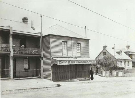 D.Kirkpatrick Family Butchers at 133 New South Head Rd, Edgecliff in the eastern suburbs of Sydney in 1900. •State Records of NSW• Sydney Suburbs, Australian Photography, Australian History, Butcher Shop, Sydney, Cabin, Australia, House Styles, History