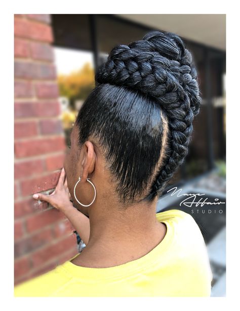 Wedding Updo With Braids Black Hair, Grey Hair Updo, Updos For Natural Black Hair, 4c Hair Updo, Natural Updos For Black Women, Barbara Hairstyles, Updo Ponytails, Old School Updo Hairstyles Black, Natural Hair Updo For Black Women