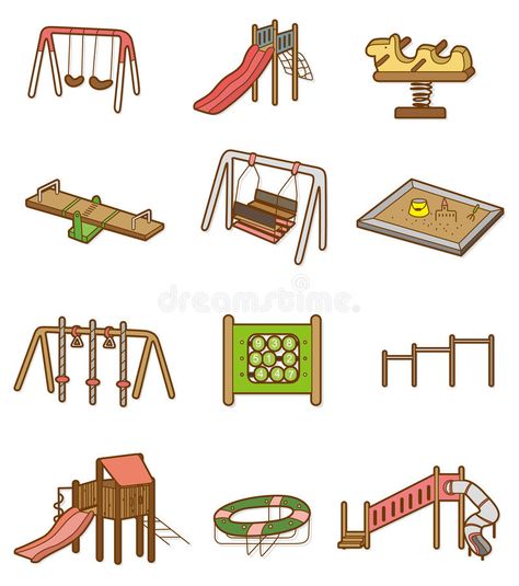 Cartoon Playground, Cartoon Park, Map Creator, Mural Art Design, Park Playground, 카드 디자인, Kids Activity Books, Vector Drawing, Cute Easy Drawings