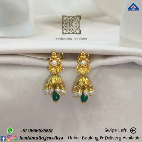 6 Grams Gold Earrings Designs, Regular Earrings Gold, 6grams Gold Earrings Buttalu, Small Gold Jumkhas, Small Hanging Earrings Gold, Buttalu Earrings Gold In 10 Grams, Small Jumkas For Daily Use, Daily Wear Gold Earrings For Women, 6 Grams Gold Earrings