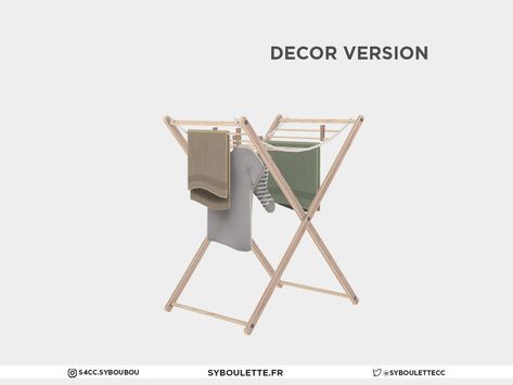 The Sims Resource - Laundry - Drying rack with clothes Sims 4 Cc Writer, Rack With Clothes, Sims 4 Beds, Indoor Drying, Sims 4 Tsr, Beach Furniture, Sims 4 Dresses, Clothes Stand, Laundry Decor