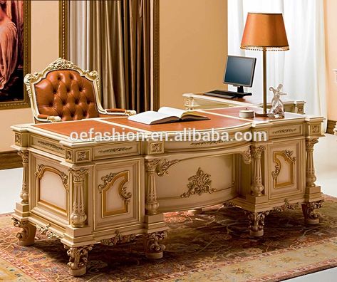 Antique Office Furniture, Desk Product, Office Desk Set, Kitchen Design Styles, Office Table Design, Buy Desk, Classic Desk, Study Furniture, French Style Furniture