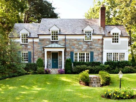 The Coolest Curb Appeal From Across the U.S. Exterior Color Palette, Blue Shutters, Exterior House Color, Hgtv Magazine, Tudor Style Homes, Exterior Paint Color, Exterior Color Schemes, Exterior Paint Colors For House, Front Door Colors