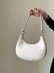 Fashionable Crescent Moon Shaped Glossy Casual Shoulder Crossbody Bag | SHEIN USA Trendy Shoulder Bags, White Shoulder Bag, Trendy Shoulder Bag, Casual Day Outfits, Commuter Bag, Small Handbag, Underarm Bag, Hobo Handbags, Small Handbags