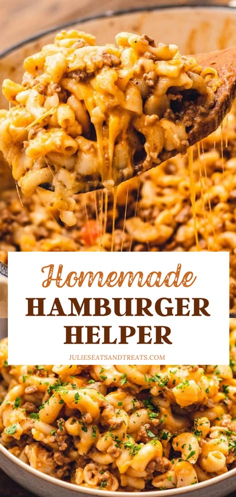 Dishes With Hamburger, Bacon Cheeseburger Pasta, Ground Beef And Pasta, Hamburger Helper Recipe, Beef And Pasta, Hamburger Helper Recipes, Cheeseburger Pasta, Homemade Hamburger, Homemade Hamburgers