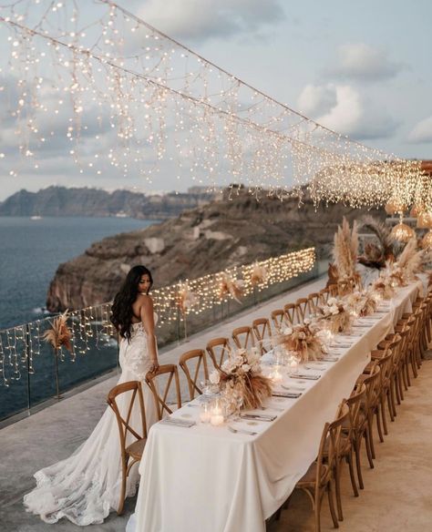 Married In Greece, Santorini Wedding Venue, Greece Mykonos, Dream Wedding Reception, Dream Beach Wedding, Dream Wedding Decorations, Santorini Wedding, Wedding Set Up, Bali Wedding