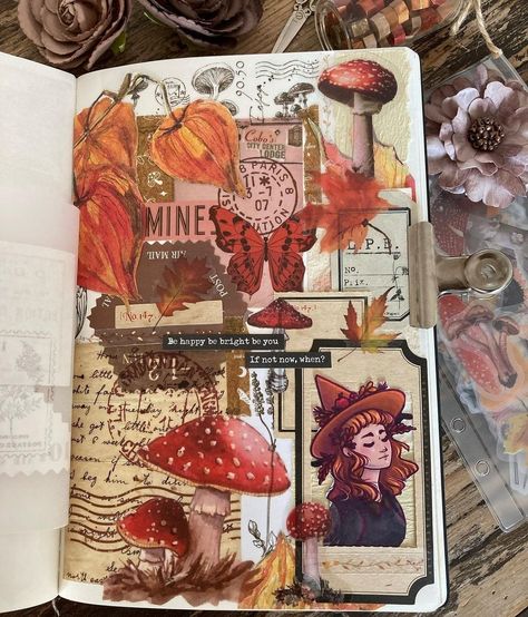 all about scrapbook ideas Collage Journal Ideas, Fantasy Journal Pages, Scrapbook Inspo, Collage Journal, Collage Book, Collage Scrapbook, Scrapbook Book, Glue Book, Art Journal Therapy