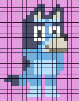 Cute Alpha Patterns Easy, Bluey Kandi Pattern, Bluey Bead Pattern, Bluey Perler Bead Patterns, Bluey Perler Beads, Bluey Pixel Art, Alpha Patterns Easy, Cute Alpha Patterns, Disney Pixel Art