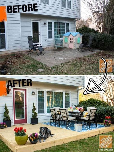 21 Easy and Inexpensive Floating Deck Ideas For Your Backyard Building A Floating Deck, Small Patio Decor, Floating Deck, Contemporary Cabinets, Recycled Pallet, Patio Diy, After Pictures, Furniture Makeovers, Backyard Makeover