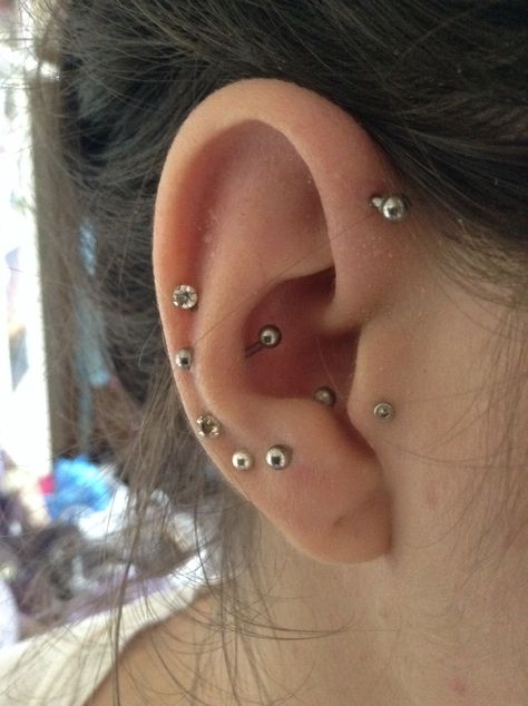 Tragus, anti tragus and cartilage piercings Anti Tragus Piercing Studs, Anti Helix Piercing, Anti Tragus Piercing, Face Jewelry, Anti Tragus, Cartilage Piercings, Cool Piercings, Forward Helix, Face Jewellery