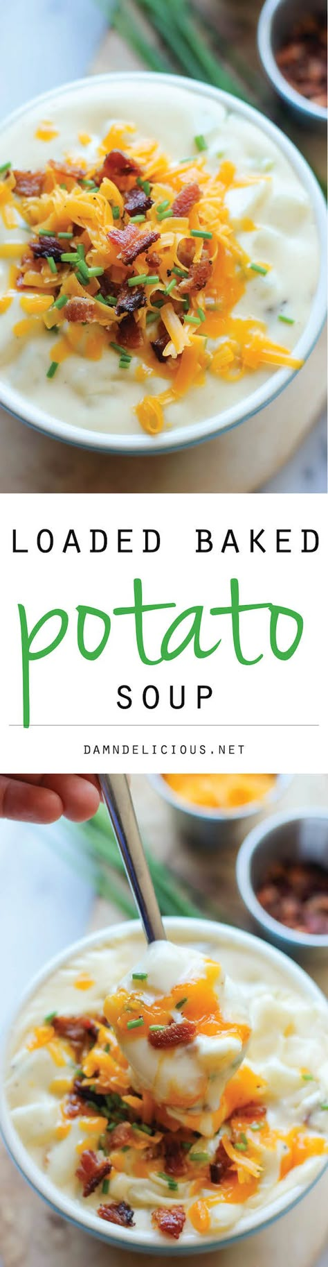 Loaded Baked Potato #Soup - All the flavours of a loaded #baked potato comes together in this comforting soup! Stews Recipes, Recipe Soup, Loaded Potato Soup, Comforting Soup, Loaded Baked Potato, Loaded Baked Potato Soup, Baked Potato Soup, Loaded Potato, Loaded Baked Potatoes