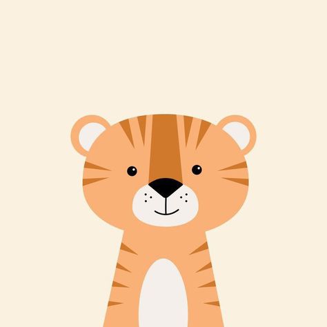 Cute Tiger Painting, Tiger Cute Illustration, Cute Tiger Drawings, Tiger Cute Art, Baby Tiger Illustration, Baby Animals Illustration, Cute Tiger Drawing, Cute Baby Illustration, Baby Animal Nursery Art