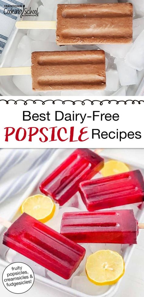 Dream up some summer fun with these 40+ dairy-free popsicle recipes to beat the summer heat! There's something here for everyone, adults and kids alike, with fruity popsicles, fudgesicles, and creamsicles... all dairy-free and either naturally sweetened or completely sugar-free! #dairyfree #popsicle #recipes Dairy Free Popsicle Recipes, Fudge Popsicle Recipe, Real Fruit Popsicles, Dairy Free Popsicles, Popcicles Recipes, Creamy Popsicles, Sugar Free Popsicles, Fruity Popsicles, Healthy Popsicle Recipes