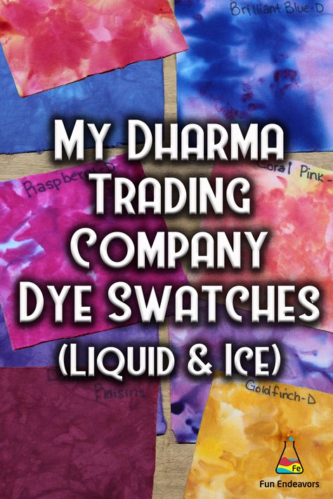 I made this video to share some of the liquid and ice dyed color swatches I've made using my Dharma Trading Company fiber reactive dyes. The ice dyed swatches were made by applying the dye over the top of the ice (DOI). My green ice dyed swatches were a little finicky. I made them twice and ended up with the same results both times. Ice Dye Color Combinations, Ice Dyeing Color Combinations, Tye Dye Ice Technique, Gravity Ice Dye, Dharma Dye Swatches, Dharma Ice Dye Swatches, Shibori Ice Dyeing, Ice Dyeing, Fabric Paint