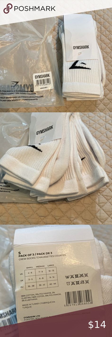 Gymshark 3 pack Crew Socks Gymshark Socks, Garden Front Of House, Sport Fits, Gym Shark, Sock Shop, Crew Socks, Sport Fitness, Socks, Gym