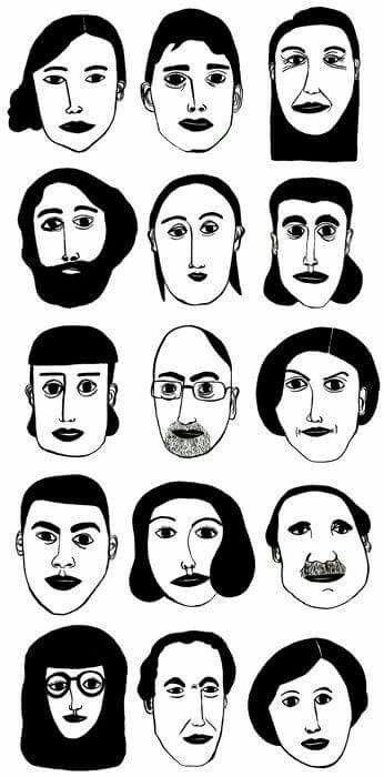 How To Draw Black Faces, Character Design Black And White, Seni Mural, Doodle People, 심플한 그림, 그림 낙서, Face Illustration, Plakat Design, 인물 드로잉