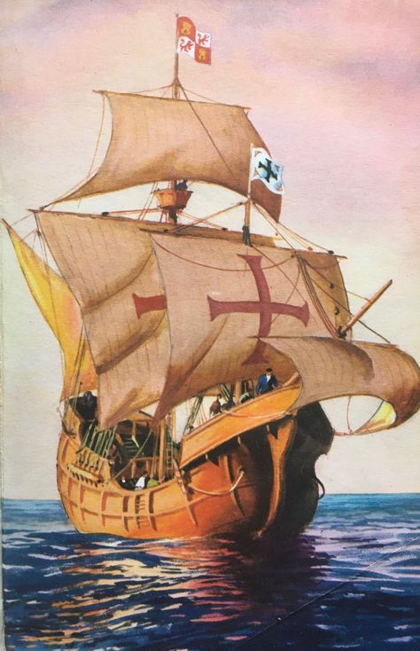 Columbus Kogonada, Columbus Ship, Vintage Pirate Ship Illustration, Christopher Columbus Meme, Moorish Science, Pirate Ship Art, Knights Of Columbus, Clipper Ship, Navi A Vela