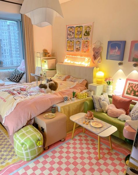 [PaidAd] 66 Perfect Pastel Eclectic Decor Bedroom Advice To Find Out This Autumn #pasteleclecticdecorbedroom Bedroom Design Ideas Colorful, Danish Pastel Studio Apartment, Colorful Modern Bedroom Aesthetic, Colorful Room Decor Ideas, Crazy Room Decor, Pastel Eclectic Decor Bedroom, Colourful Bedroom Aesthetic, Colorful Aesthetic Room, Colorful Bedroom Aesthetic