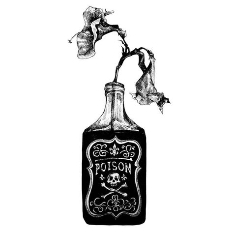 Poison Flower Tattoo, Poison Tattoo Bottle, Poison Bottle Tattoo Design, Remove Drawing, Poison Bottle Drawing, Cowboy Wizard, Poison Drawing, Poison Illustration, Poison Bottle Tattoo