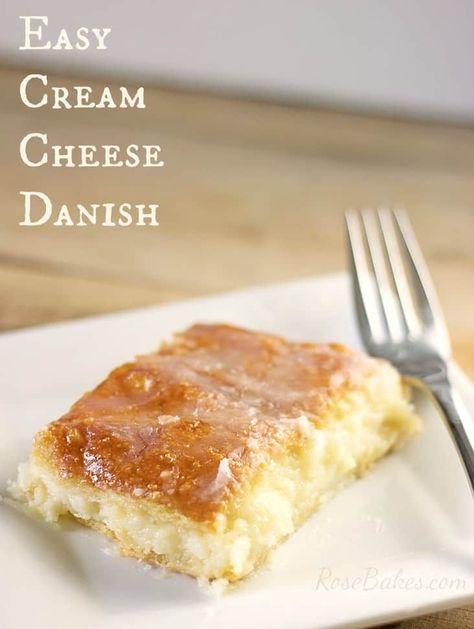 This Easy Cream Cheese Danish is an easy and delicious breakfast recipe made with canned crescent rolls, vanilla, cream cheese and sugar!