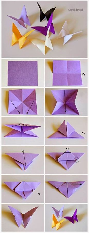 papiroflexia para niños fácil Diy Papillon, Easy Origami For Kids, Origami Step By Step, Tutorial Origami, Penanda Buku, Kraf Kertas, Kids Origami, Origami Patterns, Paper Craft Ideas