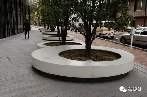 Circle Bench, Tree Grate, Tree Seat, Tree Planters, Pocket Park, Street Trees, Public Seating, Landscape Elements, Wall Seating